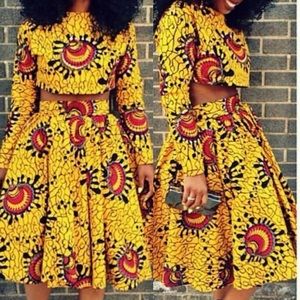 African 2 Piece Set (Cropped Top & Skirt)